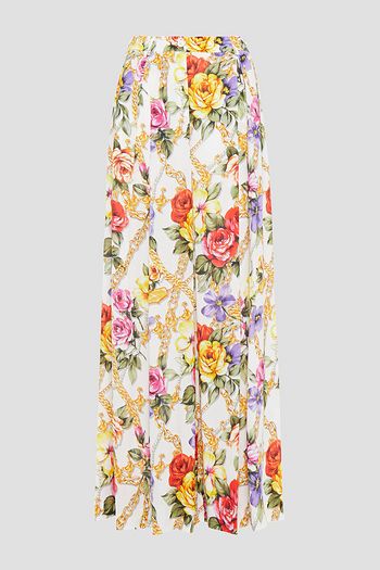 BOUTIQUE MOSCHINO Pleated printed crepe de chine wide-leg pants