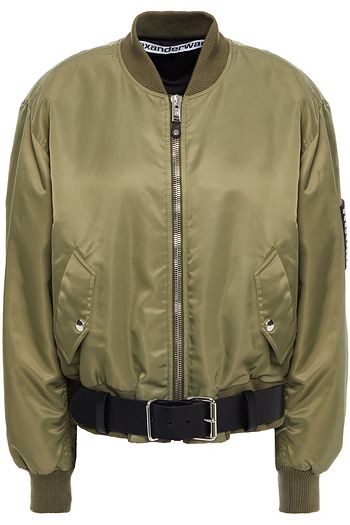 ALEXANDER WANG Belted appliquéd shell bomber jacket