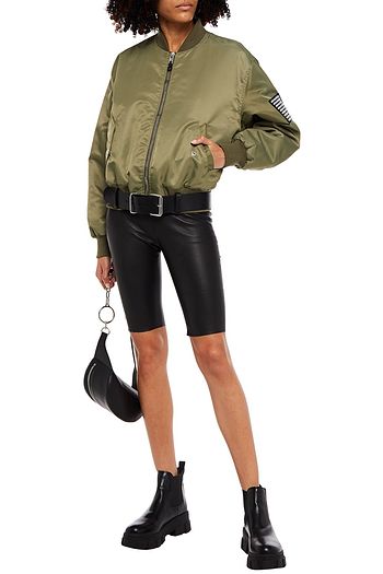 ALEXANDER WANG Belted appliquéd shell bomber jacket