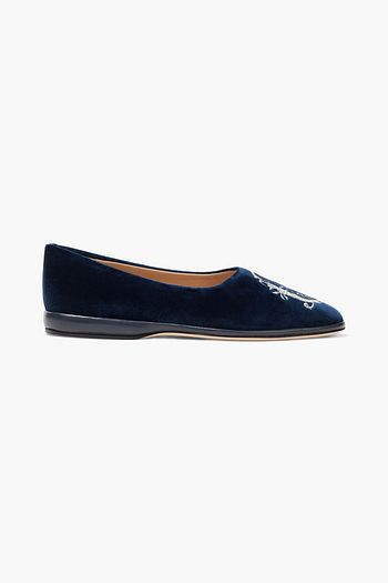 CHLOÉ Skye embroidered velvet slippers