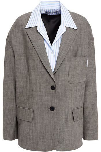 ALEXANDER WANG Striped poplin-paneled wool-blend blazer