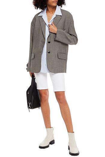 ALEXANDER WANG Striped poplin-paneled wool-blend blazer