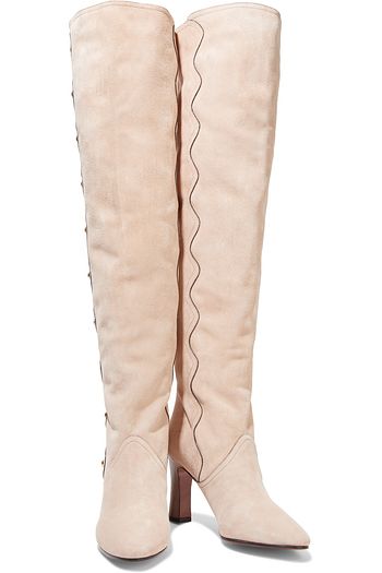 CHLOÉ Quaylee scalloped studded suede over-the-knee boots