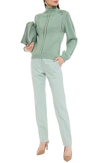 ALBERTA FERRETTI Pointelle-knit wool sweater