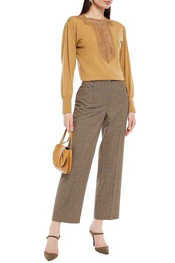 ALBERTA FERRETTI Guipure lace-paneled wool sweater