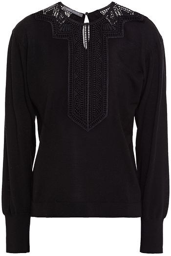 ALBERTA FERRETTI Guipure lace-paneled wool sweater