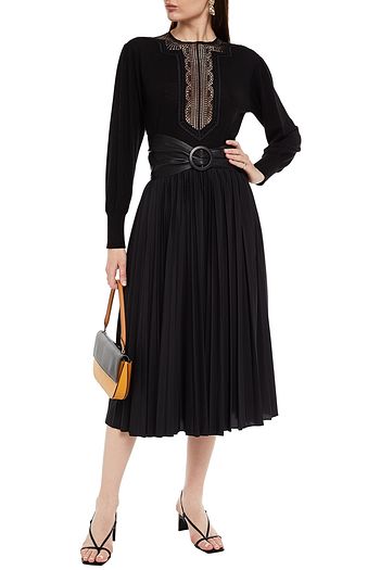 ALBERTA FERRETTI Guipure lace-paneled wool sweater