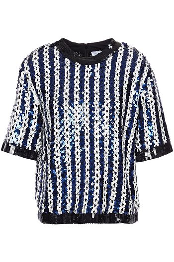 MSGM Striped sequined cotton top
