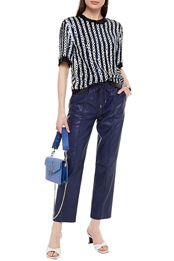MSGM Striped sequined cotton top