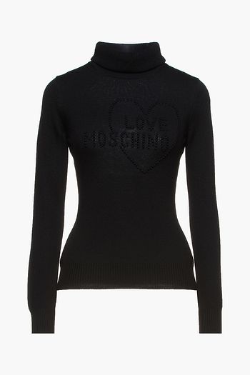 LOVE MOSCHINO Embroidered wool turtleneck sweater