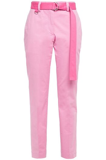 MSGM Belted stretch-cotton twill slim-leg pants