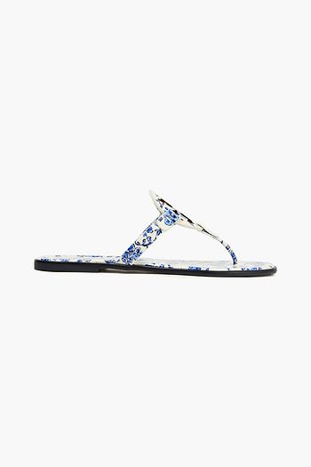 TORY BURCH Miller Sandalen aus lasergeschnittenem Leder mit floralem Print