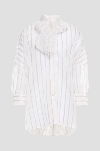 REDVALENTINO Pussy-bow striped cotton-blend organza shirt