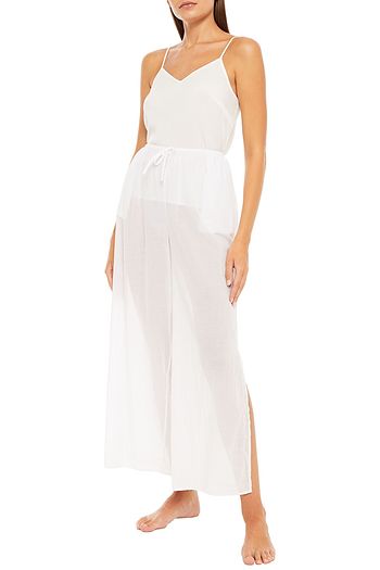 SKIN Bette cotton-voile wide-leg pants