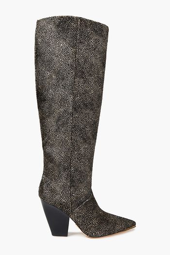 TORY BURCH Kniehohe Stiefel aus bedrucktem Kalbshaar