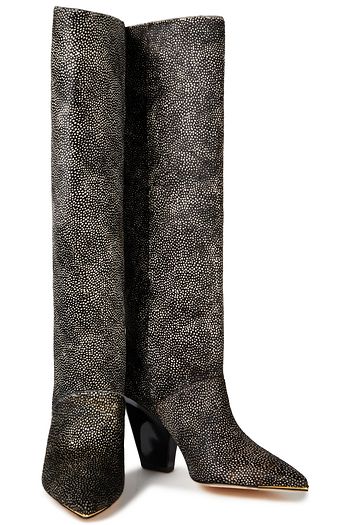 TORY BURCH Kniehohe Stiefel aus bedrucktem Kalbshaar