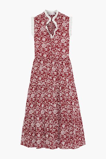 SEE BY CHLOÉ Tiered floral-print cotton-jacquard midi dress