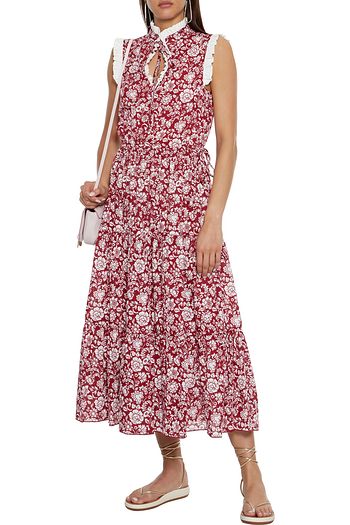 SEE BY CHLOÉ Tiered floral-print cotton-jacquard midi dress