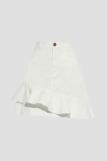 SEE BY CHLOÉ Ruffled cotton-blend twill mini skirt