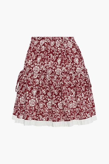 SEE BY CHLOÉ Gathered floral-print cotton-jacquard mini skirt