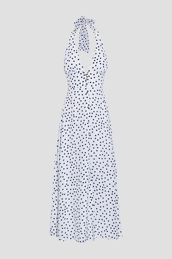 HEIDI KLEIN Santa Margherita polka-dot silk crepe de chine halterneck maxi dress