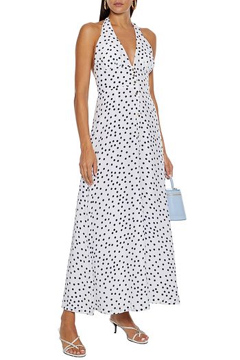 HEIDI KLEIN Santa Margherita polka-dot silk crepe de chine halterneck maxi dress