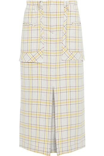 REJINA PYO Ellie frayed checked jacquard midi skirt
