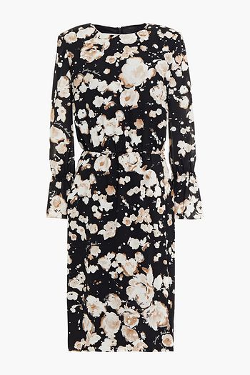 BOUTIQUE MOSCHINO Wrap-effect gathered printed crepe dress
