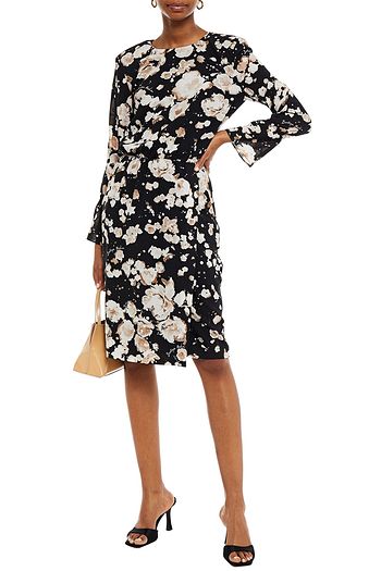 BOUTIQUE MOSCHINO Wrap-effect gathered printed crepe dress