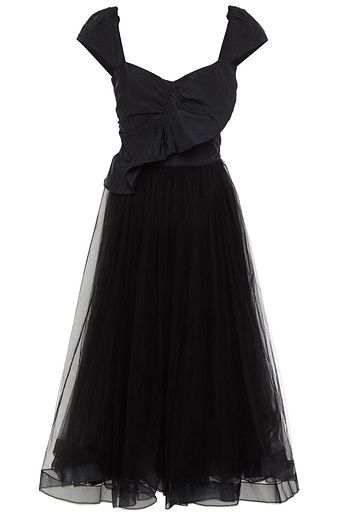 REDVALENTINO Tulle-paneled taffeta midi dress