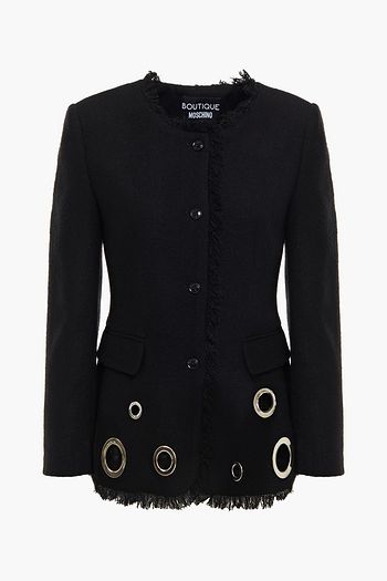BOUTIQUE MOSCHINO Eyelet-embellished wool-blend bouclé-tweed jacket