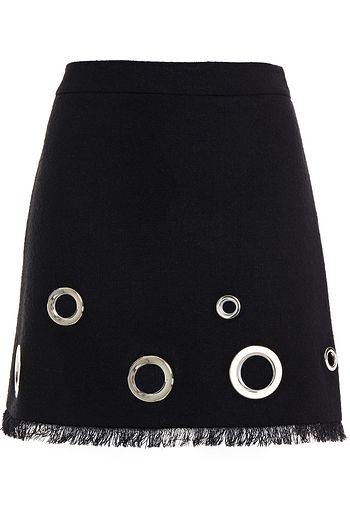 BOUTIQUE MOSCHINO Eyelet-embellished wool-blend bouclé-tweed mini skirt