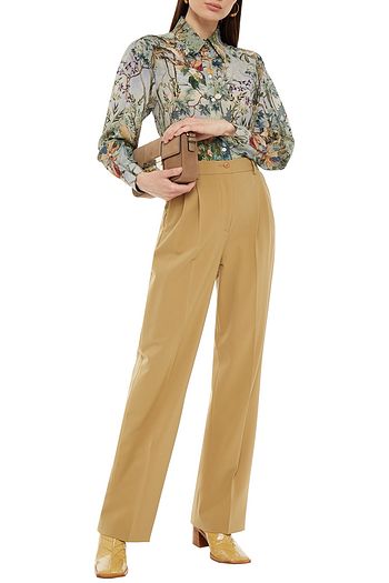 ALBERTA FERRETTI Pleated stretch-twill wide-leg pants