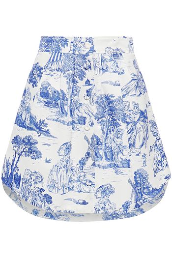 MOSCHINO Pleated printed cotton-blend faille mini skirt