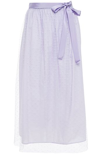 REDVALENTINO Satin-trimmed point d'esprit tulle midi skirt