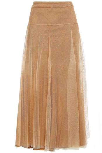 REDVALENTINO Pleated point d'esprit midi skirt