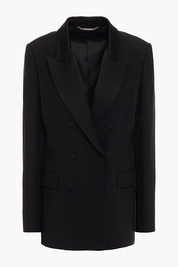 ALBERTA FERRETTI Double-breasted satin-trimmed crepe blazer