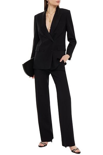 ALBERTA FERRETTI Double-breasted satin-trimmed crepe blazer