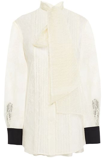TORY BURCH Schluppenbluse aus Chantilly-Spitze mit Einsätzen mit eingewebten Punkten