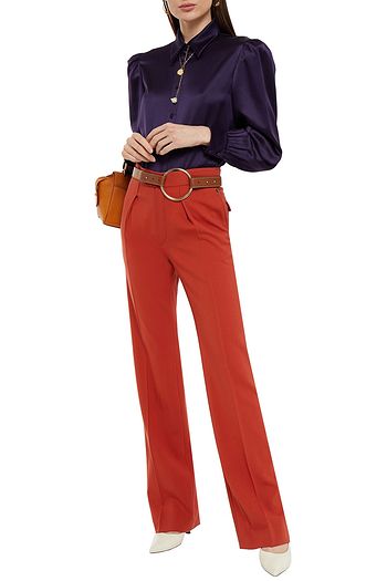ALBERTA FERRETTI Gathered silk-satin crepe shirt