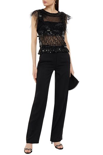ALBERTA FERRETTI Embellished ruffled tulle top