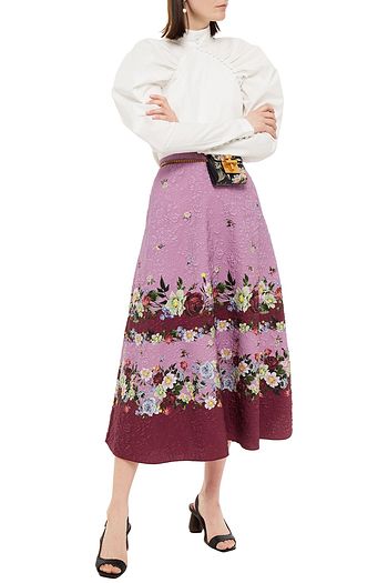 ERDEM Tiana flared floral-print jacquard midi skirt
