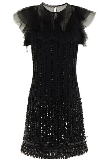 ALBERTA FERRETTI Embellished ruffled tulle mini dress