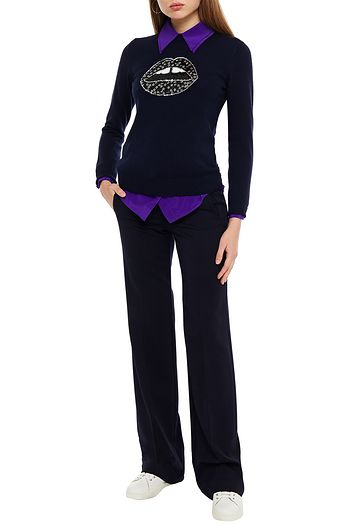 MARKUS LUPFER Mia Lip embellished merino wool sweater