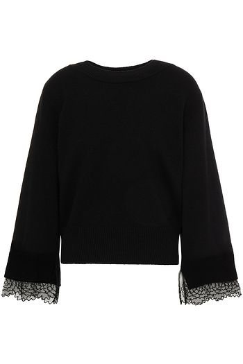 SEE BY CHLOÉ Embroidered tulle-trimmed knitted sweater