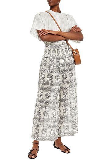 TORY BURCH Bedruckte Hose mit weitem Bein aus Baumwoll-Voile