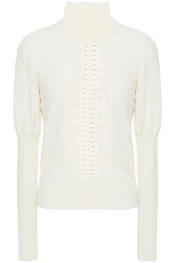 SEE BY CHLOÉ Crochet-trimmed knitted turtleneck sweater