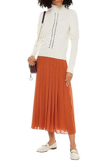 SEE BY CHLOÉ Crochet-trimmed knitted turtleneck sweater