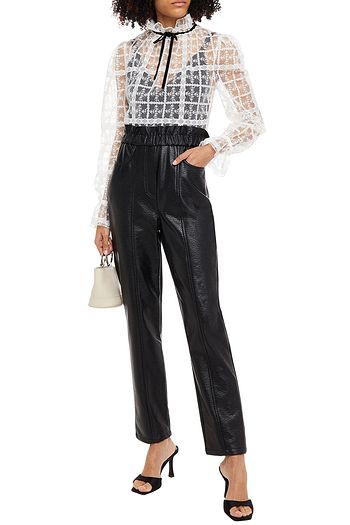 PHILOSOPHY DI LORENZO SERAFINI Gathered faux textured-leather straight-leg pants
