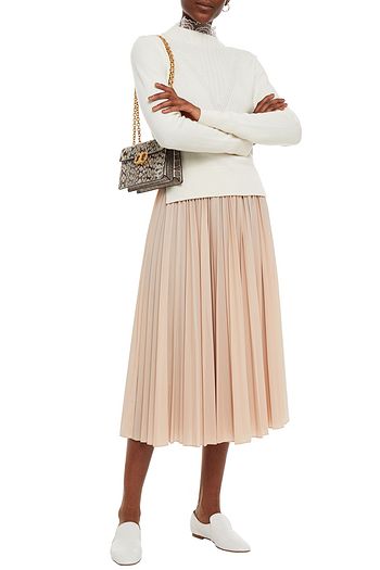 SEE BY CHLOÉ Tulle-trimmed ribbed-knit sweater